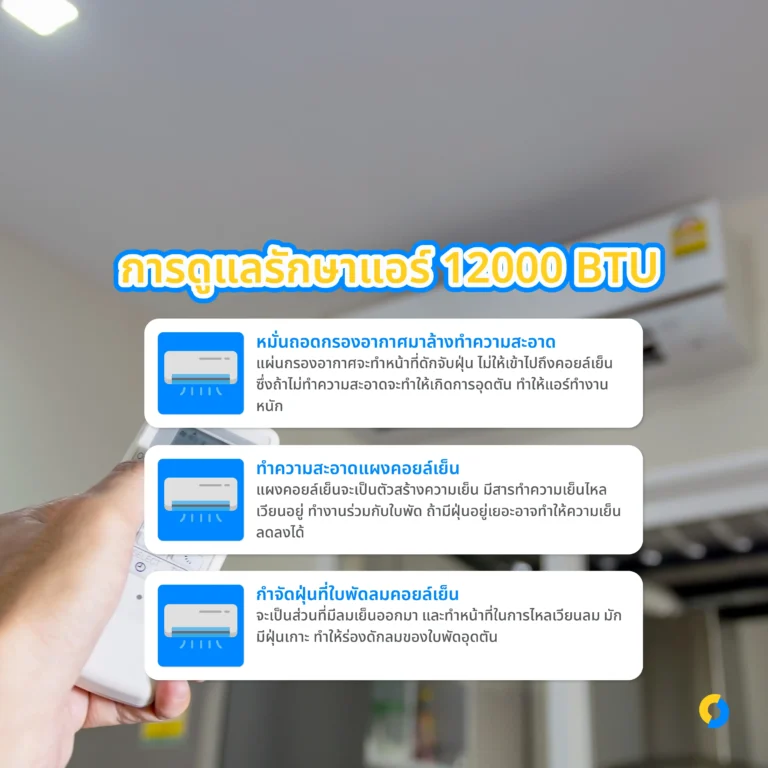 การดูแลรักษาแอร์ 12000 btu